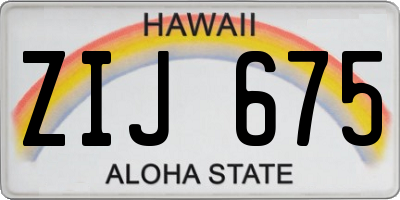 HI license plate ZIJ675