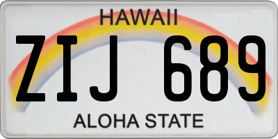 HI license plate ZIJ689