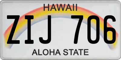 HI license plate ZIJ706