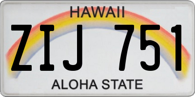 HI license plate ZIJ751