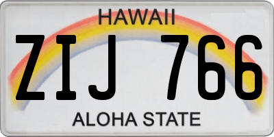 HI license plate ZIJ766