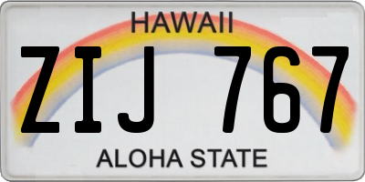 HI license plate ZIJ767