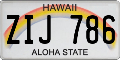 HI license plate ZIJ786