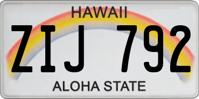 HI license plate ZIJ792