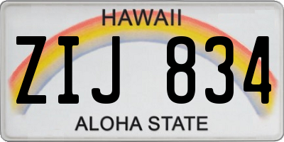 HI license plate ZIJ834