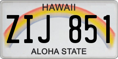HI license plate ZIJ851