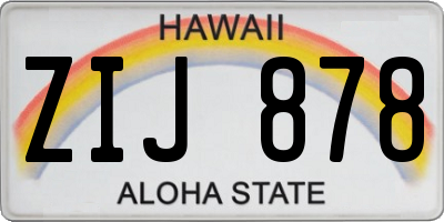 HI license plate ZIJ878
