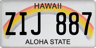 HI license plate ZIJ887