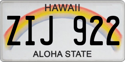 HI license plate ZIJ922