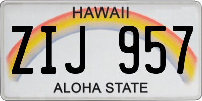 HI license plate ZIJ957