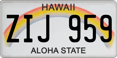 HI license plate ZIJ959