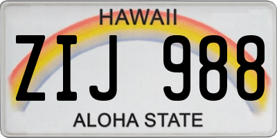 HI license plate ZIJ988
