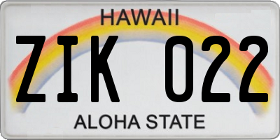 HI license plate ZIK022