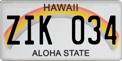 HI license plate ZIK034