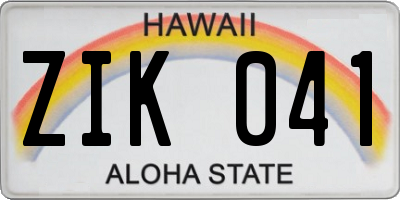 HI license plate ZIK041