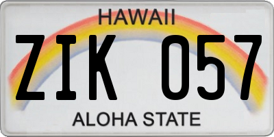 HI license plate ZIK057