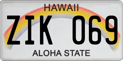 HI license plate ZIK069