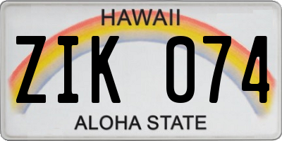 HI license plate ZIK074