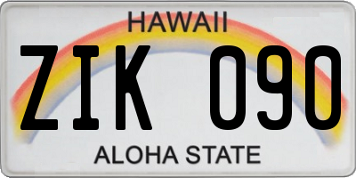 HI license plate ZIK090