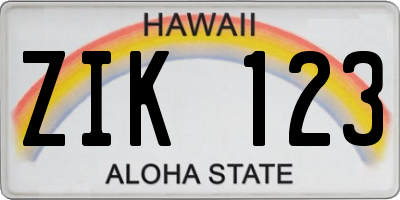 HI license plate ZIK123