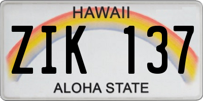 HI license plate ZIK137