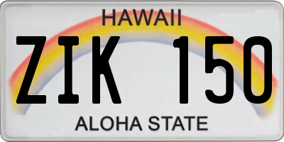 HI license plate ZIK150