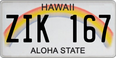 HI license plate ZIK167