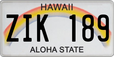 HI license plate ZIK189