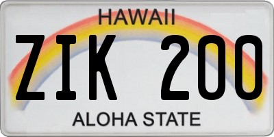 HI license plate ZIK200