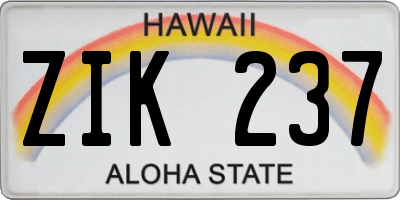 HI license plate ZIK237