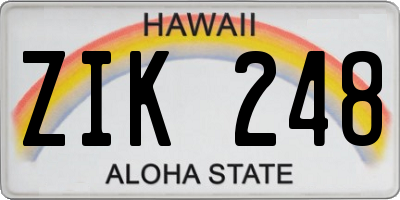 HI license plate ZIK248