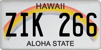 HI license plate ZIK266