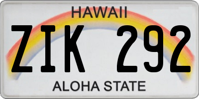 HI license plate ZIK292