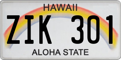 HI license plate ZIK301