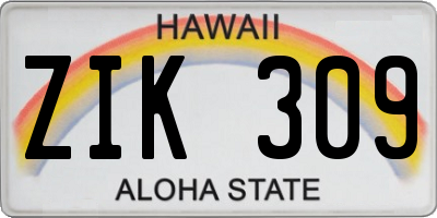 HI license plate ZIK309
