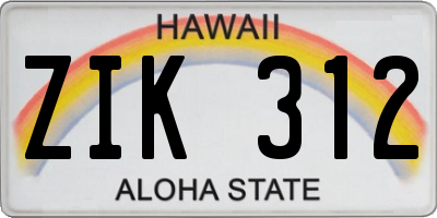 HI license plate ZIK312
