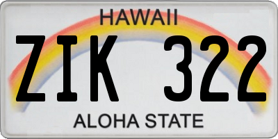 HI license plate ZIK322
