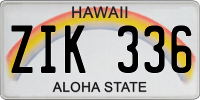 HI license plate ZIK336