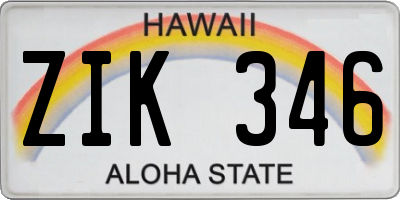 HI license plate ZIK346