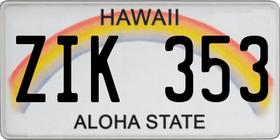 HI license plate ZIK353