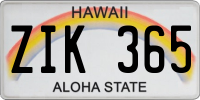 HI license plate ZIK365