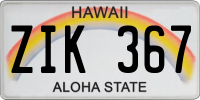 HI license plate ZIK367
