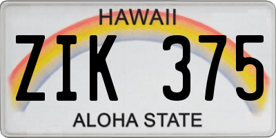 HI license plate ZIK375