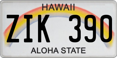 HI license plate ZIK390