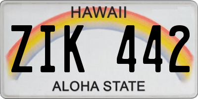 HI license plate ZIK442