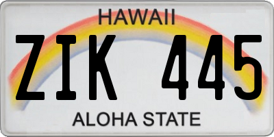 HI license plate ZIK445