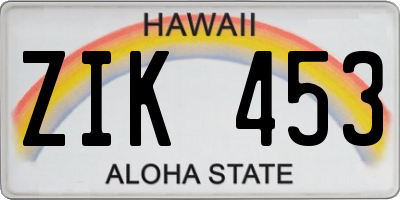 HI license plate ZIK453