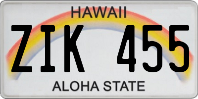 HI license plate ZIK455
