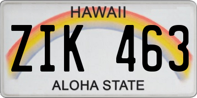 HI license plate ZIK463