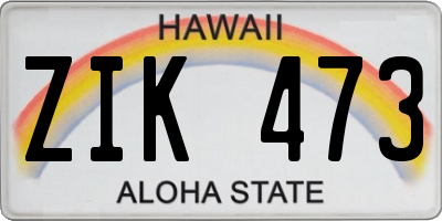 HI license plate ZIK473